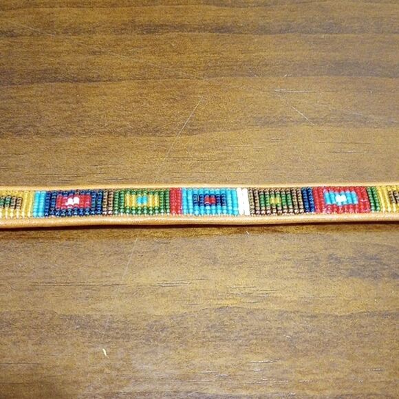 Brighton Skinny Beaded Leather Belt, Size M/32 - Vintage! main image 8